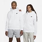 Nike White Zipped Sportswear Club Hoodie